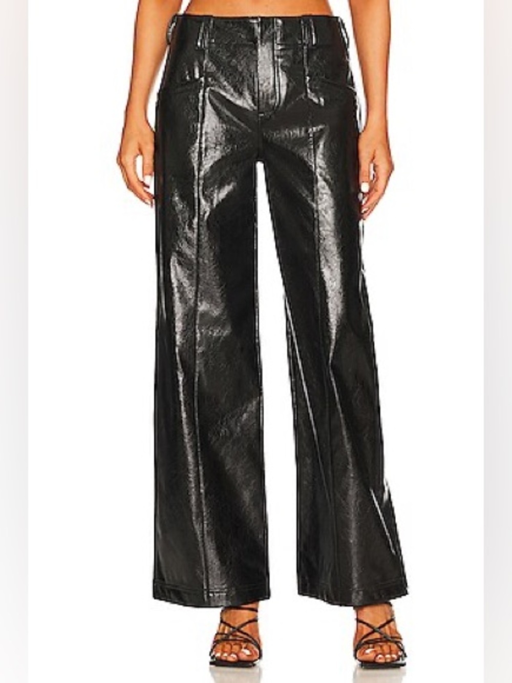 Free People Star Crossed Lovers High Rise Wide-Leg Vegan Leather Pants Rockstar